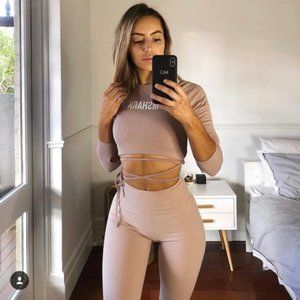 Gymshark Long Sleeve String Top-Taupe